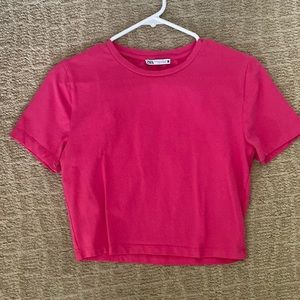 Zara hot pink crop top